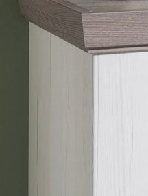 Vysoká vitrína Cruz, bielená pínia/šedý dub