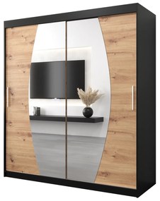 Šatníková skriňa 180 cm Eclipse (čierna matná + dub artisan). Akcia -24%. Vlastná spoľahlivá doprava až k Vám domov. 1063419