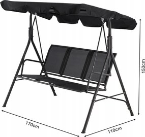 Garden Line ZÁHRADNÁ HOJDAČKA S TEXTILENE 170 x 110 x 153 cm ČIERNA