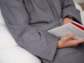 Vaflový župan s kapucňou SPAFFLE, sivý Veľkosť: L/XL