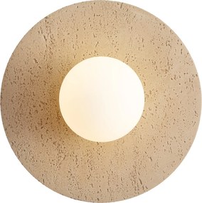 Nástenná lampa Japandi okrúhla z prírodného kameňa s opálovým sklom - Josie