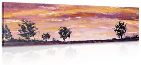 Obraz olejomaľba levanduľového poľa - 150x50
