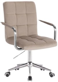 LuxuryForm DESIGN Otočná stolička VERONA VELUR na striebornej podstave s kolieskami - latte