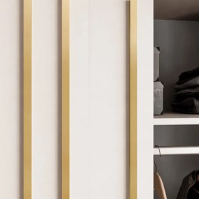 ŠATNÍKOVÁ SKRIŇA S POSUVNÝMI DVERAMI CYNTIA KAŠMÍR + ZLATÉ LIŠTY 150 cm