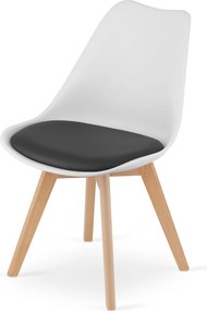 AKCIA Bielo-čierna stolička BALI MARK s bukovými nohami II. akosť