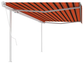 Automaticky zaťahovacia markíza so stĺpikmi 5x3 m oranžovo-hnedá 3069990