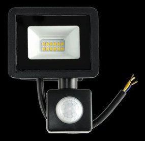 LED reflektor 10W 900lm so senzorom pohybu, súmrakový reflektor IP65
