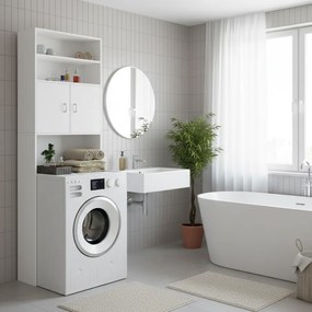 Vysoká skrinka nad práčku SILKE, 185x63x20cm, biela Casaria