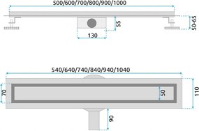 Odtokový žľab REA NEOX PRO 70 cm, brúsený nikel