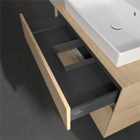 VILLEROY &amp; BOCH Collaro závesná skrinka pod umývadlo na dosku (umývadlo v strede), 2 zásuvky, s LED osvetlením, 800 x 500 x 548 mm, Nordic Oak, C080B0VJ