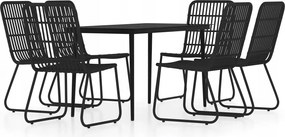 vidaXL 7-dielna sada záhradného nábytku, čierna