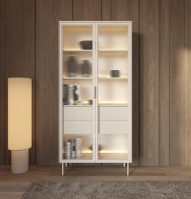LAS Vysoká vitrína s osvetlením Lumus A - béžová