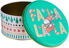 PEANUTS Dóza kulatá "FaLaLaLa" 13,5 cm - zelená/bílá