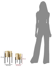 Súprava 2 stojanov na kvetináč v zlatej farbe Mauro Ferretti Glissy, výška 38 cm