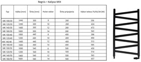 Regnis Kalipso MIX, Vykurovacie teleso 440x1000mm, 396W, čierna matná, MK100/40/BLACK