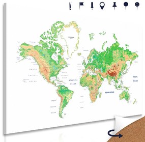 Obraz na korku mapa sveta na bielom pozadí