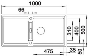 Blanco Adira XL 6 S, silgranitový drez 1000x500x200 mm, 1-komorový, sivá vulkán, BLA-527620