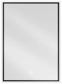 Mexen Erma, LED kúpeľňové zrkadlo s podsvietením a čiernym rámom 50x70 cm, 6000K, ochrana proti zahmlievaniu, 9814-050-070-611-70