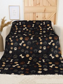 Deka mikroplyš Exclusive 150 × 200 cm – Psie labky čierne