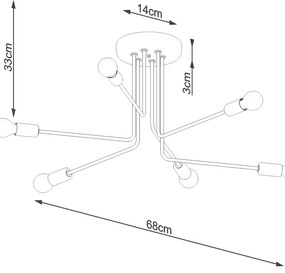 Stropné svietidlo Norah 6, čierne telo svietidla