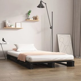 vidaXL Paletová posteľ, čierna 75x190cm, borovica 2FT6 malé jednolôžko
