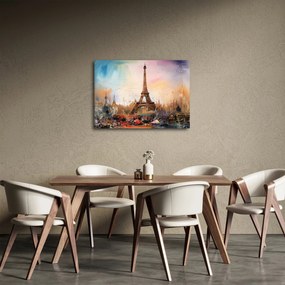 Obraz - Maľba Eiffelovej veže (70x50 cm)