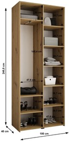 Šatníková skriňa 100 cm Carmela 40-2 (kašmír + zlatá). Akcia -20%. Vlastná spoľahlivá doprava až k Vám domov. 1126548