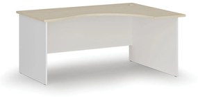 Ergonomický kancelársky pracovný stôl PRIMO WHITE, 1600 x 1200 mm, pravý, biela/dub prírodný