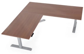 Výškovo nastaviteľný stôl OfficeTech Angle, 180 x 200 cm, sivá podnož, orech