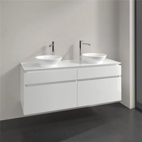 VILLEROY &amp; BOCH Legato závesná skrinka pod dve umývadlá na dosku, 4 zásuvky, 1400 x 500 x 550 mm, Glossy White, B59200DH