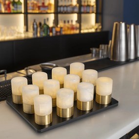 Sada 12 zlatých RGBW nabíjateľných stolových lamp vrátane nabíjacej stanice - Alessia