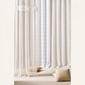 Biela záclona FRILLA s volánmi na stieborné priechodky 250 x 250 cm