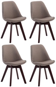 Stolička Borne V2 látka (SET 4 ks), drevené nohy orech - Sivo-hnedá (Taupe)