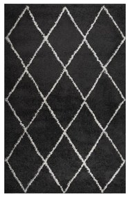 Chlpatý koberec s vysokým vlasom krémový a antracit 200x290 cm