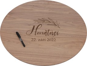 ČistéDrevo Drevená svadobná ceduľa na podpisy orech - listy