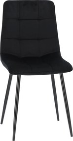 GARDEN LINE Moderná prešívaná zamatová stolička Farba: čierna