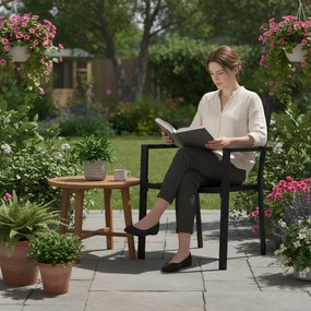 MultiGarden Sada 2 záhradných stoličiek HDPE oceľ - čierna MultiGarden