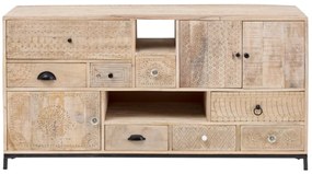 furniture-nabytek.cz - Masívna skrinka pod umývadlo Laos z mangoového dreva, lakovaná, prírodná farba – 146×50×76 cm