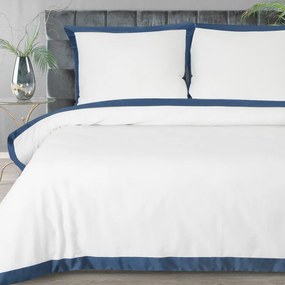 Dekorstudio Exkluzívne posteľné obliečky LAURA - biele s granátovomodrým lémom Rozmer posteľných obliečok: Šírka x Dĺžka: 220x200cm + 2 ks 70x80 cm