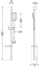 Mexen sprchový set DS54, čierna/chrom, 785544583-17