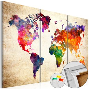 Artgeist Obraz na korku - Corkboard Map in Watercolor Veľkosť: 120x80