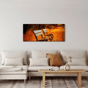 Obraz lavičky v jeseni (120x50 cm)