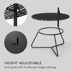 Blumfeldt Orbit, oceľové ohnisko 3 v 1, Ø 60 cm, 40 cm gril, stôl, čierne