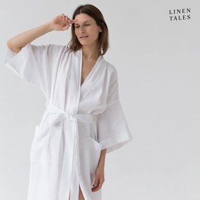 Biely ľanový župan veľkosť S/M Summer - Linen Tales