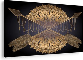 Obraz - Zlatá mandala s šípmi (90x60 cm)