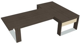 Stôl Verno+ S 200 x 300 cm s rokovacím prvkom, dub antracit / vanilka