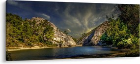 Obraz krajiny s jazerom (120x50 cm)