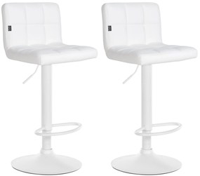 Barová stolička Feni (SET 2 ks) - koženka, biely rám - Biela