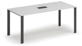 Stôl INFINITY 1800 x 900 x 750, biela + stolová zásuvka TYP I, čierna