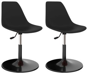 Otočné jedálenské stoličky 2 ks, čierne, PP